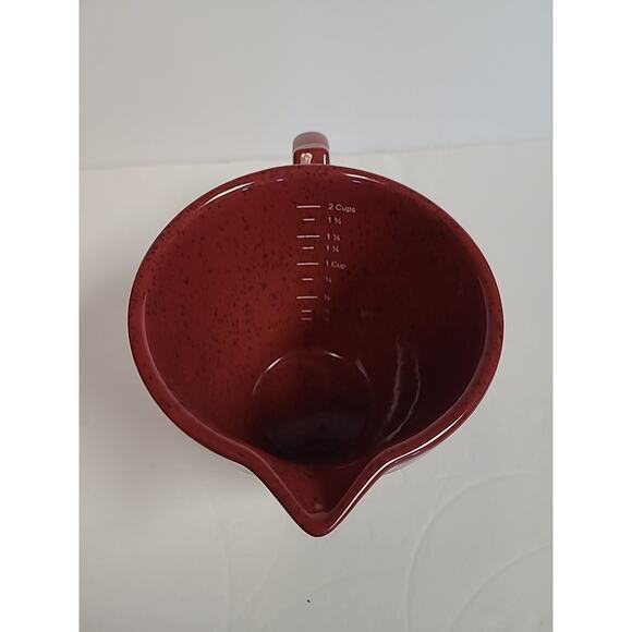 Paula Deen Kitchen Measuring Cup Dark Red Speckled Stoneware Ceramic 2 Cup - Picture 3 of 8